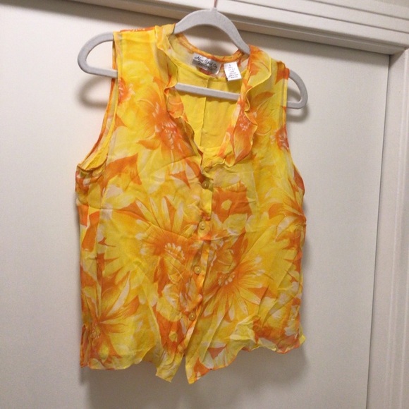 Womens Vintage New York City Design Co Floral Sheer with Lining Blouse - Picture 1 of 5